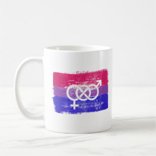 PAINTED BISEXUAL SYMBOL PRIDE FLAG COFFEE MUG