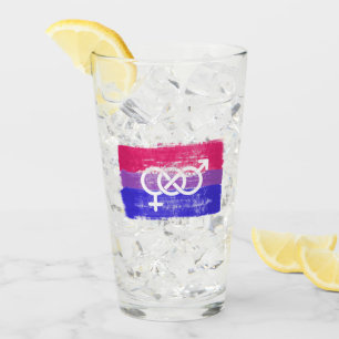 PAINTED BISEXUAL SYMBOL PRIDE FLAG GLASS