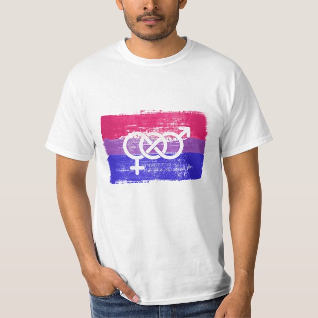 PAINTED BISEXUAL SYMBOL PRIDE FLAG T-Shirt (Front)