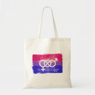 PAINTED BISEXUAL SYMBOL PRIDE FLAG TOTE BAG