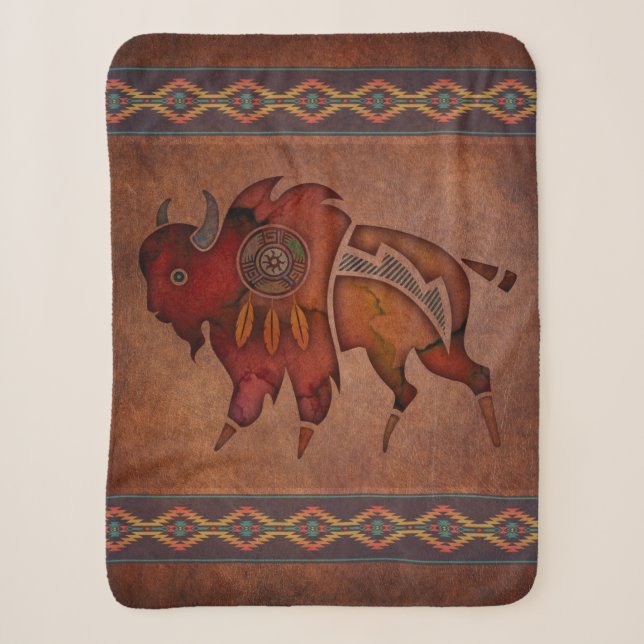 Painted Bison II Sherpa Blanket (Front)