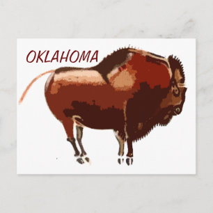painted bison Oklahoma postcard