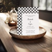 Painted Black and White Check Pattern Wedding
