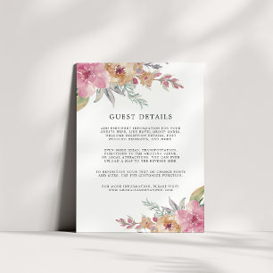 Painted Blooms Wedding Guest Details Card