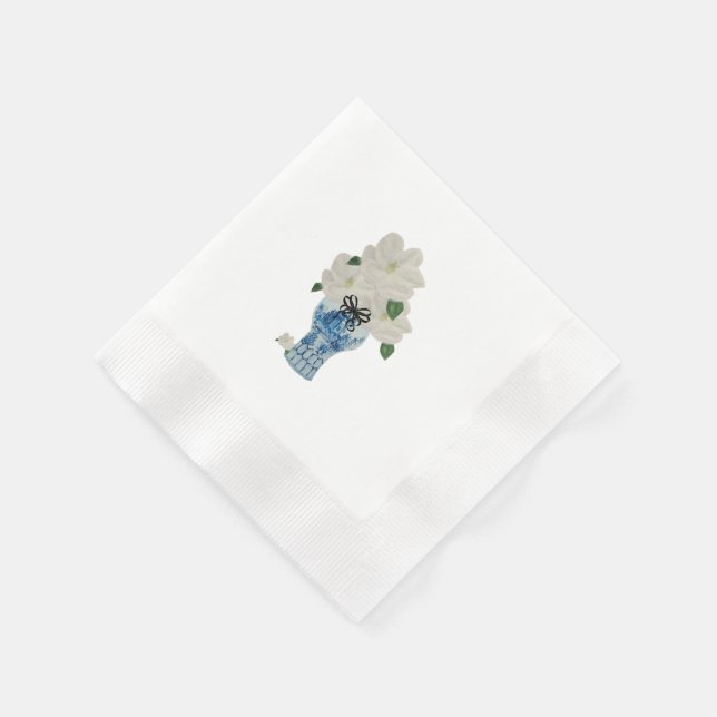 Painted Blue and White Ginger Jar Napkin (Corner)