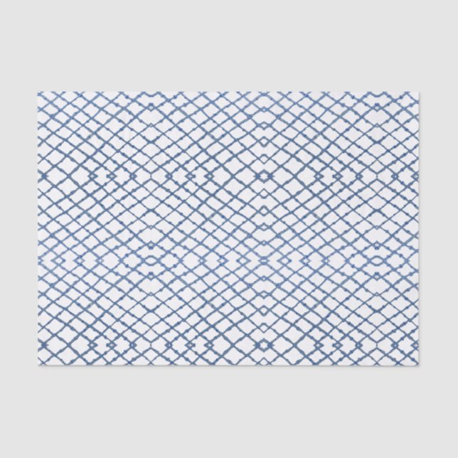 Painted Blue Chinoiserie Trellis  Tissue Paper (Front)