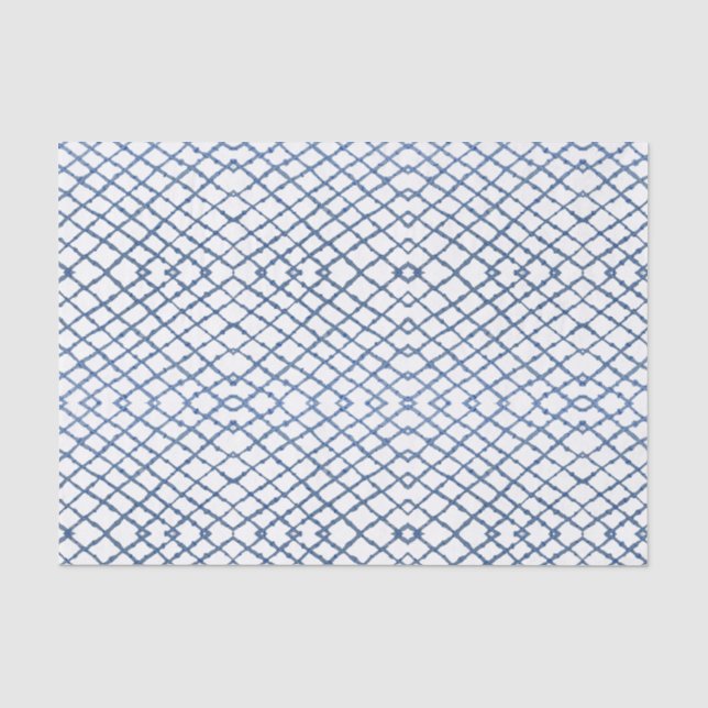 Painted Blue Chinoiserie Trellis  Tissue Paper (Front)