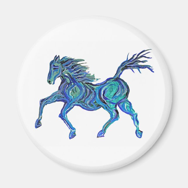 Painted Blue Horse Magnet (Front)