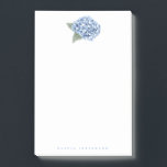 Painted Blue Hydrangea Bloom Personalized Post-it Notes<br><div class="desc">This personalized post-it-notes features an original hand drawn blue hydrangea bloom with greenery. Customize with a your name or any line of text.  Perfect for your own personal stationery for your office or to give as a gift.</div>