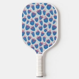 Painted Blue Strawberries Pickleball Paddle
