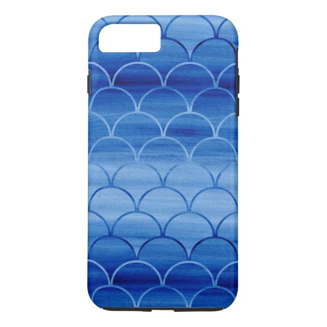 Painted Blue Watercolor Scales Case-Mate iPhone Case (Back)