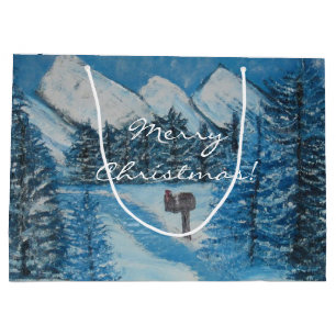 Painted Blue Winter-GIFT BAG L
