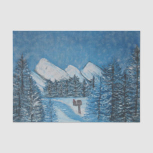 Painted Blue Winter-TISSUE WRAPPING PAPER