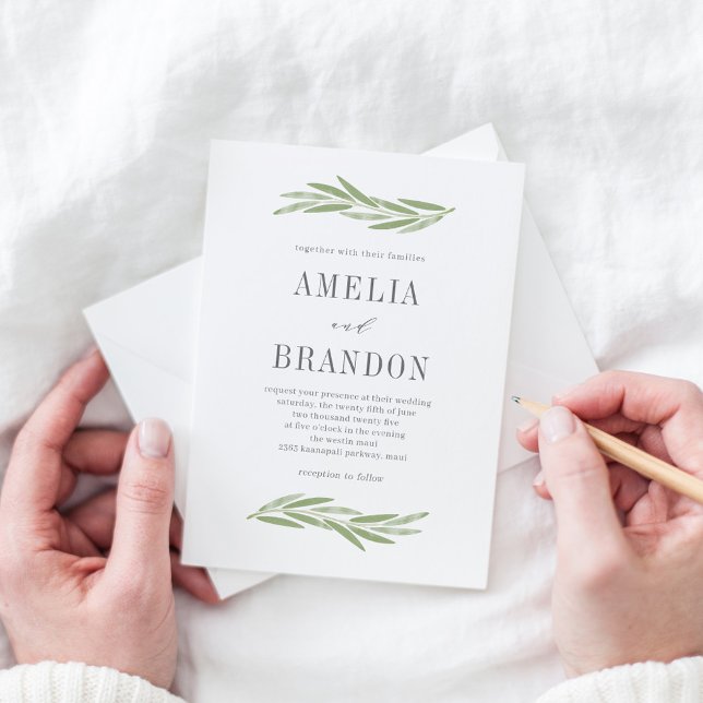 Painted Branch Greenery Wedding Invitation PBC (Creator Uploaded)