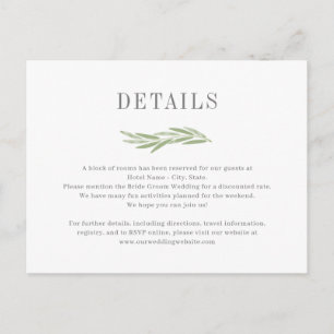 Painted Branch Wedding Details Enclosure Card