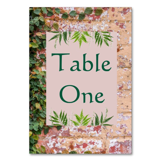 Painted Bricks Green Ivy Wedding Table Numbers (Front)