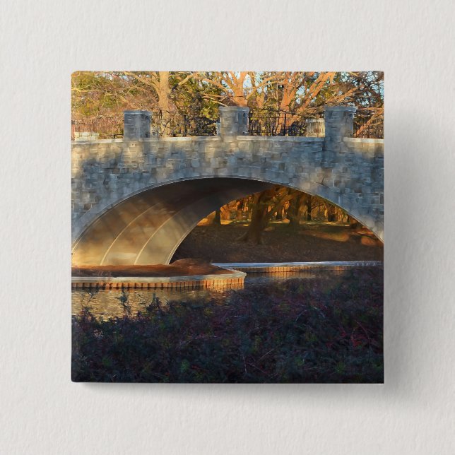 Painted Bridge At Sunset by Shirley Taylor 2 Inch Square Button (Front)