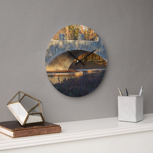 Painted Bridge at Sunset by Shirley Taylor Large Clock (Office)