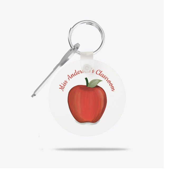 Painted Bright Red Apple for Teacher Keychain (Creator Uploaded)