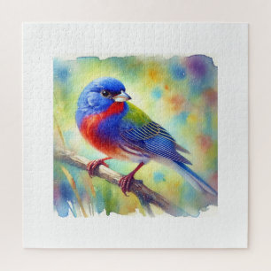 Painted Bunting 260624AREF123 - Watercolor Jigsaw Puzzle
