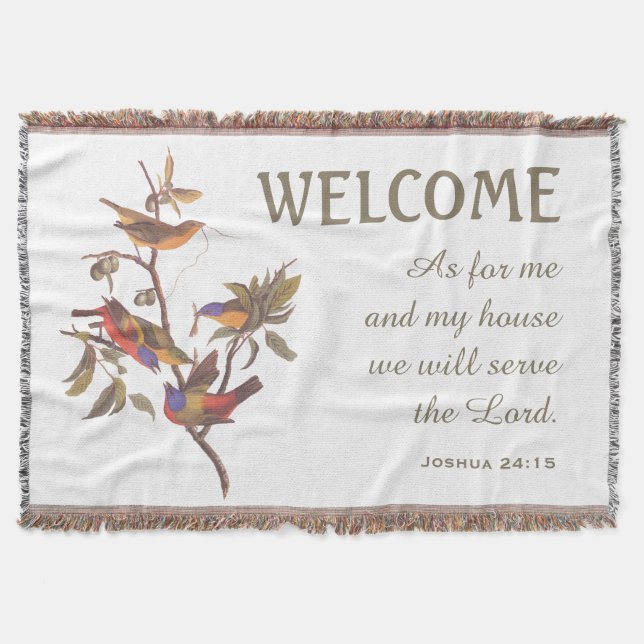 Painted Bunting Birds and Verse Throw Blanket (Front)