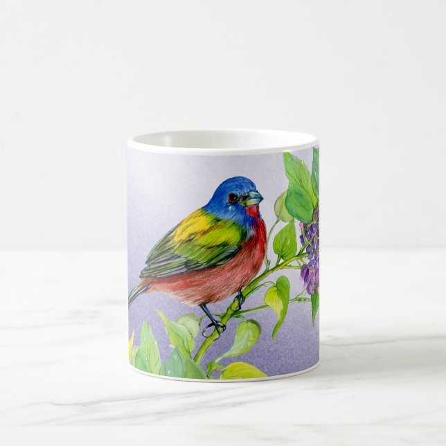 Painted Bunting on Lilac Branch coffee mug (Center)