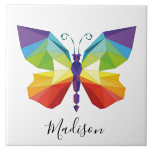 Painted Butterfly, monogrammed Tile