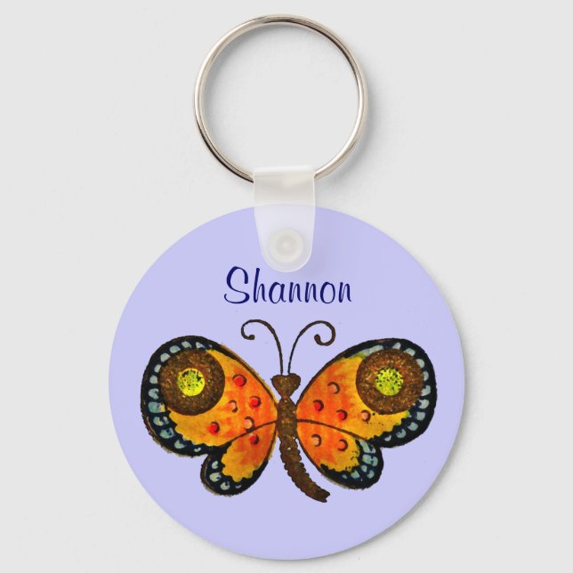 Painted Butterfly Personalized Key Chain (Front)