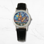 Painted Butterfly Starry Night Sky Elegant Womans Watch<br><div class="desc">Painted Butterfly Starry Night Sky Elegant Womans Watches features a trendy colourful painted butterfly with the moon and stars in the background. Created by Evco Studio www.zazzle.com/store/evcostudio</div>