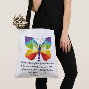 Painted Butterfly w/ verse from Ecclesiastes 3:11 Tote Bag