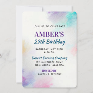Painted Canvas Birthday Invitation