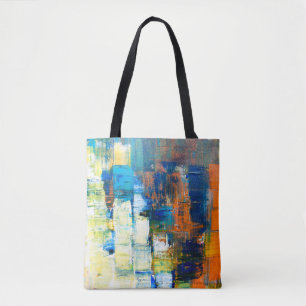 Painted canvas texture. Red and blue shading on ca Tote Bag