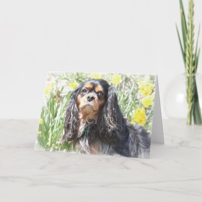 Painted Cavalier King Charles Spaniel Greeting Car Card (Front)