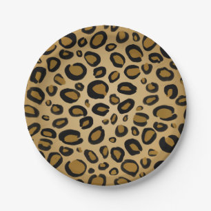Painted Cheetah Leopard Print Spots Gold Beige Tan Paper Plate