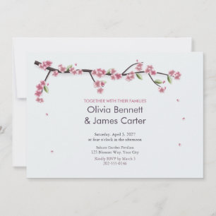 Painted Cherry Blossom Branch Wedding Invitation