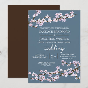 Painted Cherry Blossoms Wedding Invitation