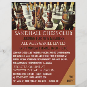 Painted Chess Board, Chess Club Advertising Flyer