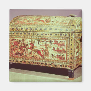 Painted chest depicting king on chariot magnet