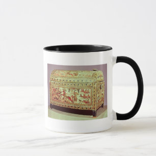Painted chest depicting king on chariot mug