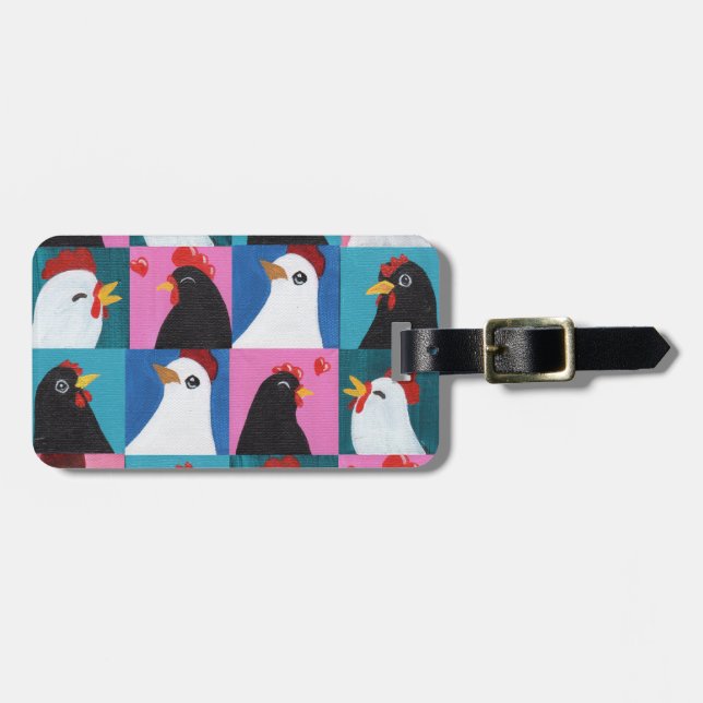 Painted Chicken Luggage Tag (Front Horizontal)