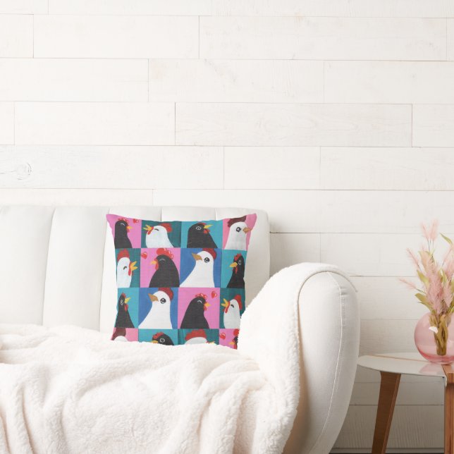 Painted Chickens  Throw Pillow (Couch)