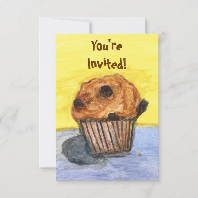 Painted Chocolate Chip Muffin Invitation (Front)