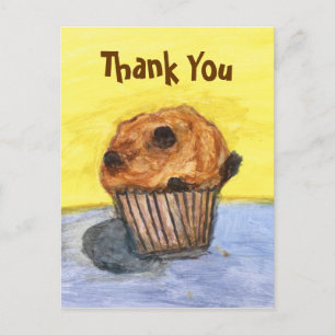 Painted Chocolate Chip Muffin Thank You Postcard