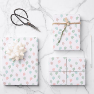PaInted Christmas Pine Cones Pastel Multicolor Wrapping Paper Sheet
