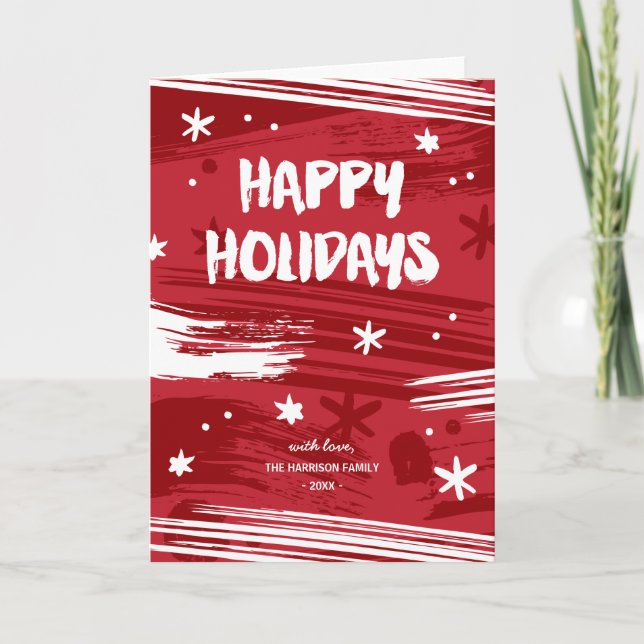 Painted Christmas Red & White Non-Photo Holiday (Front)