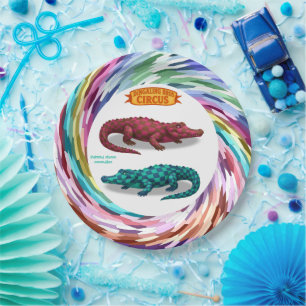 Painted circus crocodiles paper plate