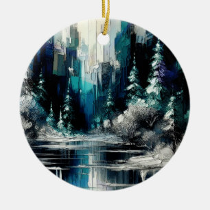 Painted City Winter Scene 1006 Ceramic Ornament