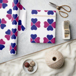Painted Clover Hearts Wrapping Paper