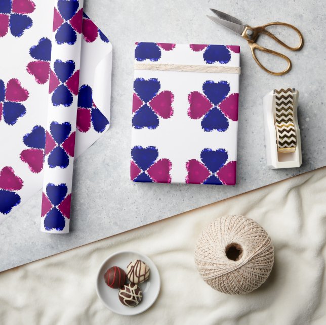 Painted Clover Hearts Wrapping Paper (Crafts)
