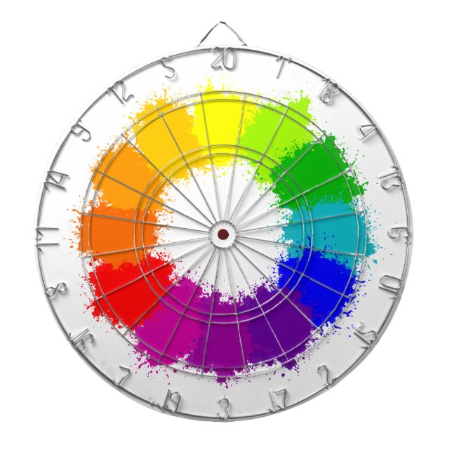 Painted Colour Wheel Artist and Art Teacher Dartboard (Front)